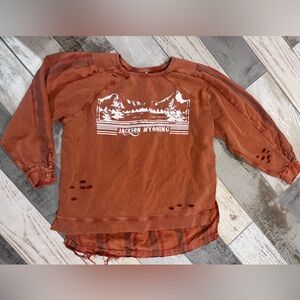 Free People Oversized Distressed Sweatshirt